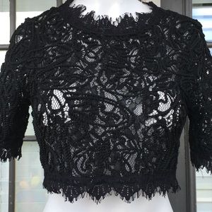 Lace mesh black crop top size S